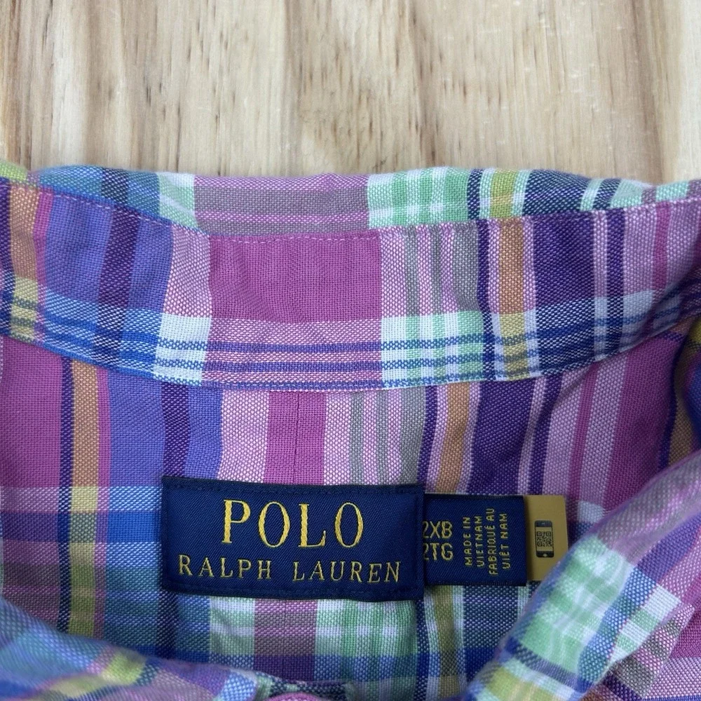 Polo Ralph Lauren Men's 2XB Pink Plaid Button Shirt Short Sleeve Colorful